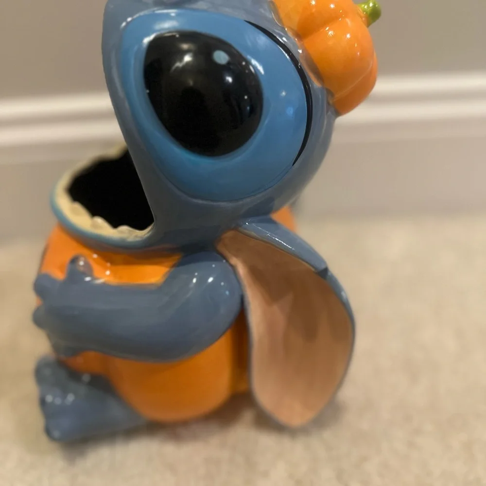 Disney Blue and Orange Stitch Pumpkin Treat Jar Halloween